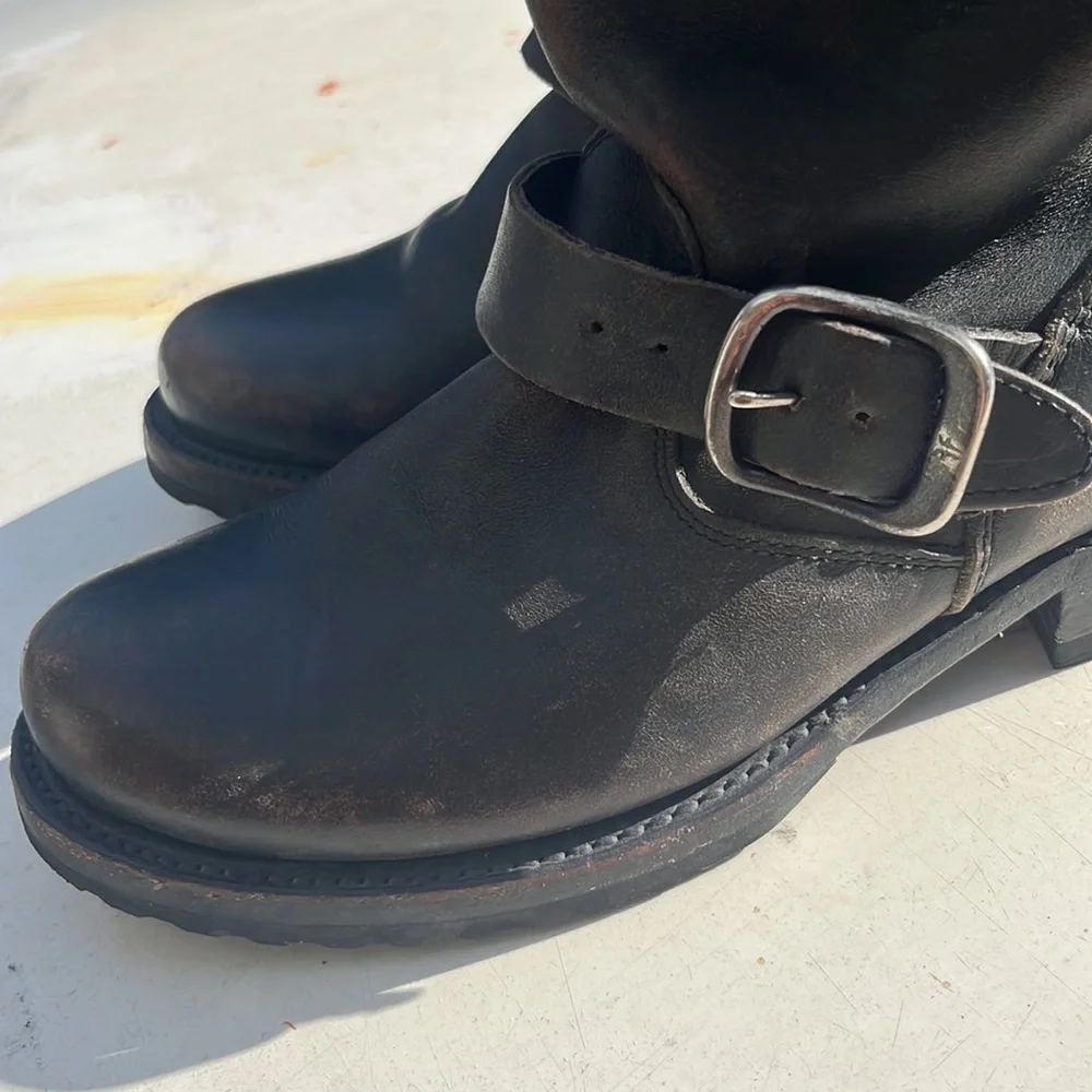 Frye Black Leather Combat Boots - Picture 2 of 10